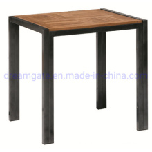 2022 New Design Strong Outdoor Restaurant Poly Wood Indoor Plastic Wood Aluminum Frame Natural Teak or Chinese Ash Wooden Resin Top Table